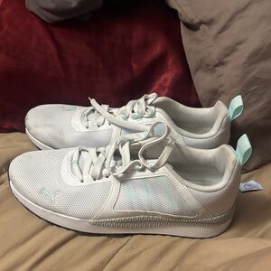 Puma Women's White and Mint Sneakers